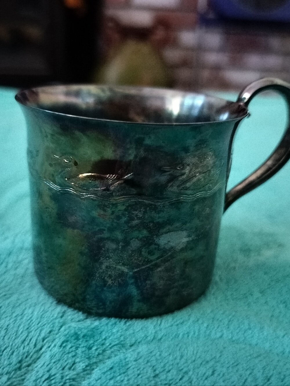 Vintage Reed & Barton Silverplate Baby Cup - Ducks Pattern #862